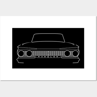 1961 AMC Rambler Classic car white outline Posters and Art
